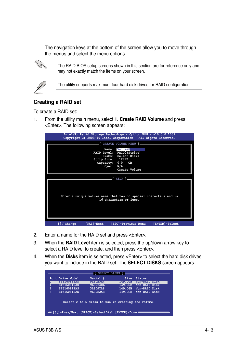 Creating a raid set | Asus P8B WS User Manual | Page 131 / 148
