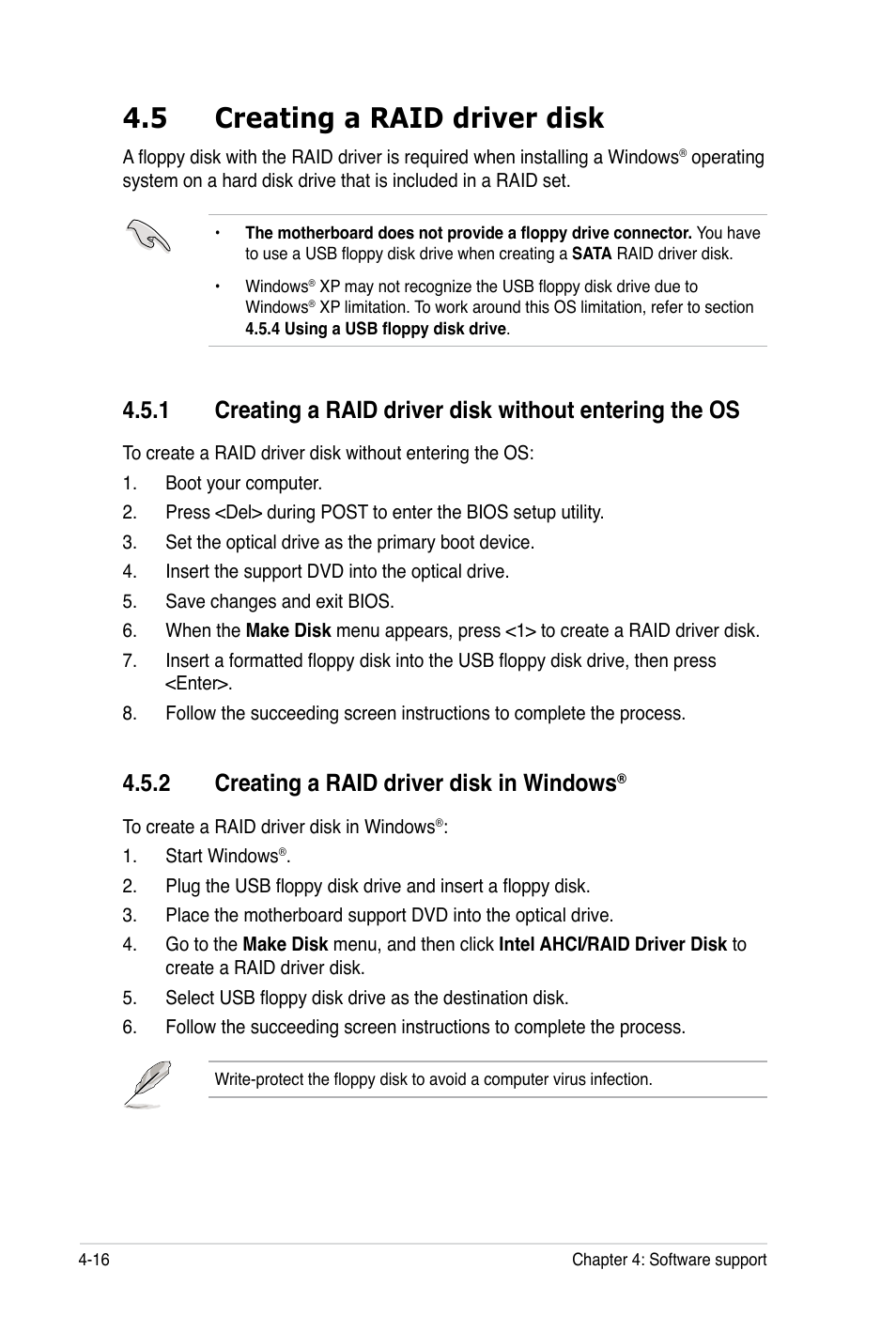 5 creating a raid driver disk, 2 creating a raid driver disk in windows | Asus P8B WS User Manual | Page 134 / 148