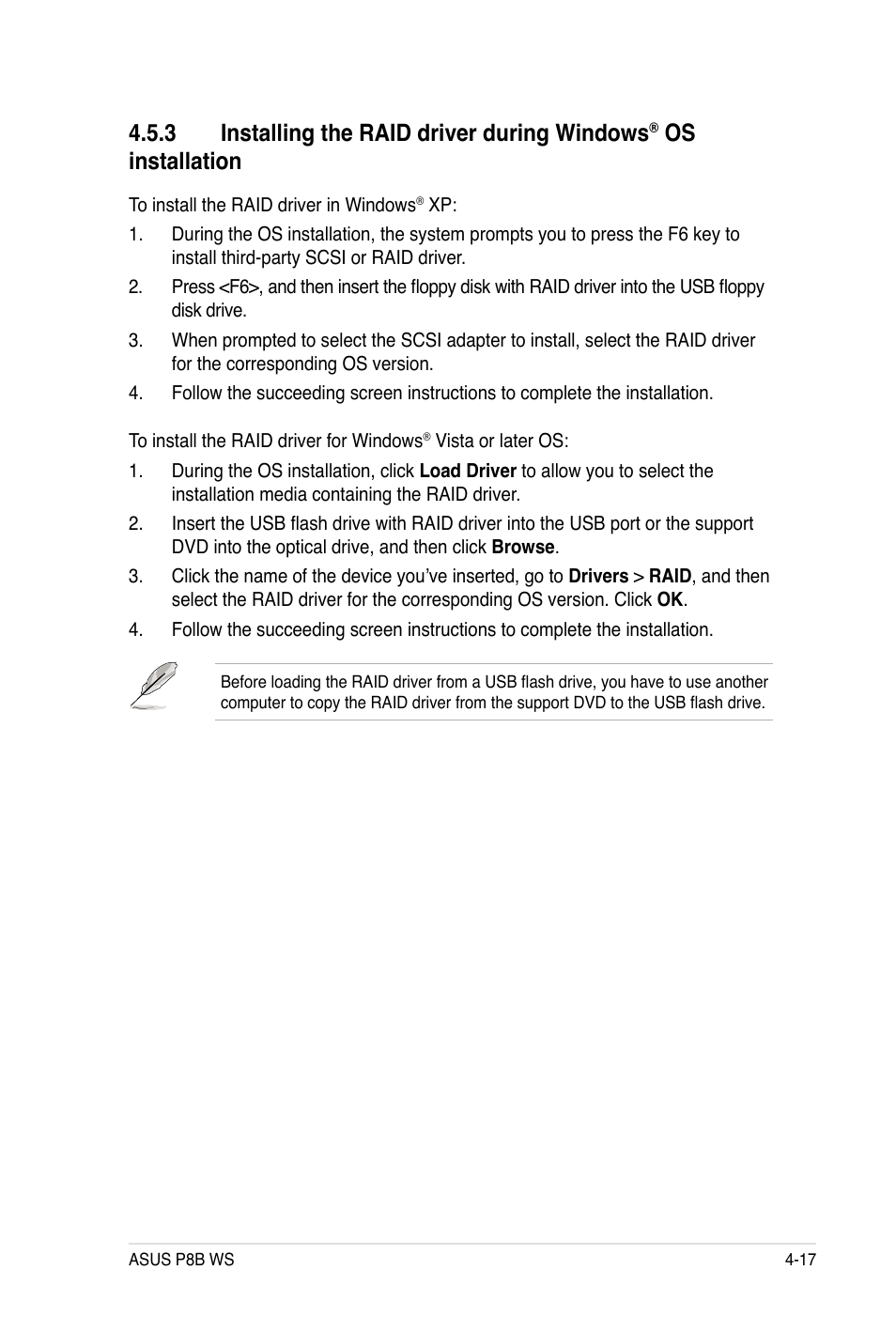 3 installing the raid driver during windows, Os installation | Asus P8B WS User Manual | Page 135 / 148