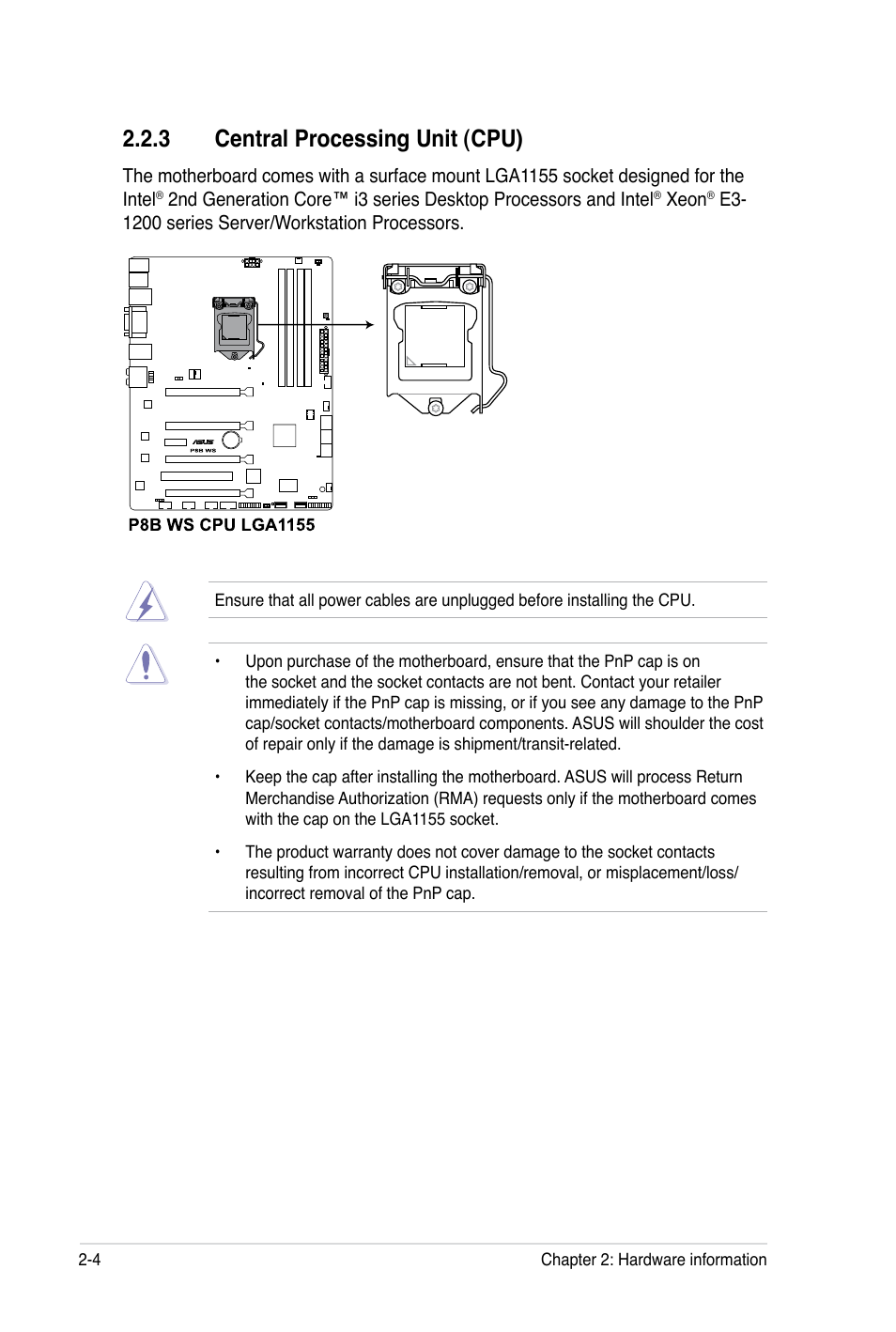 3 central processing unit (cpu) | Asus P8B WS User Manual | Page 30 / 148