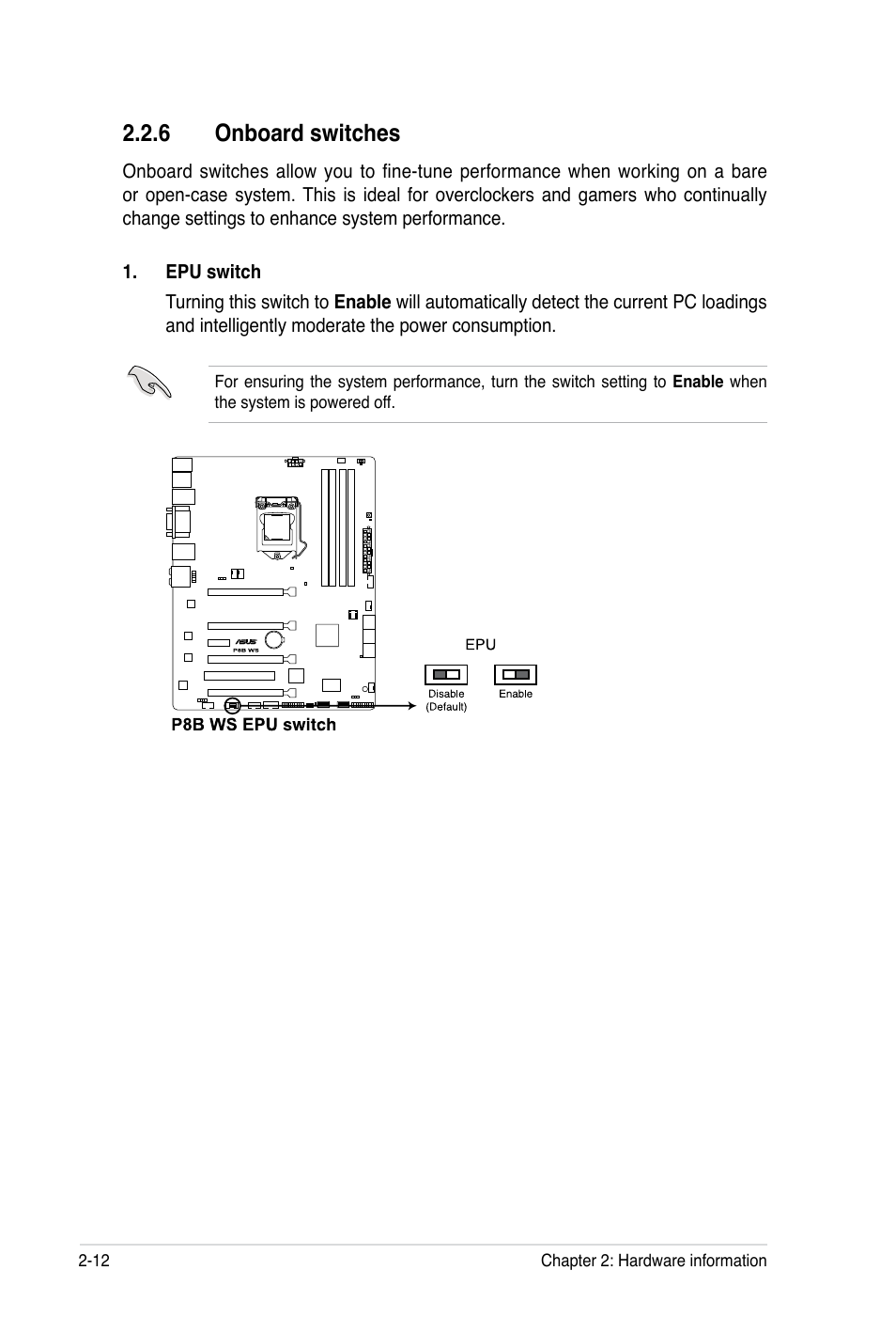 6 onboard switches | Asus P8B WS User Manual | Page 38 / 148