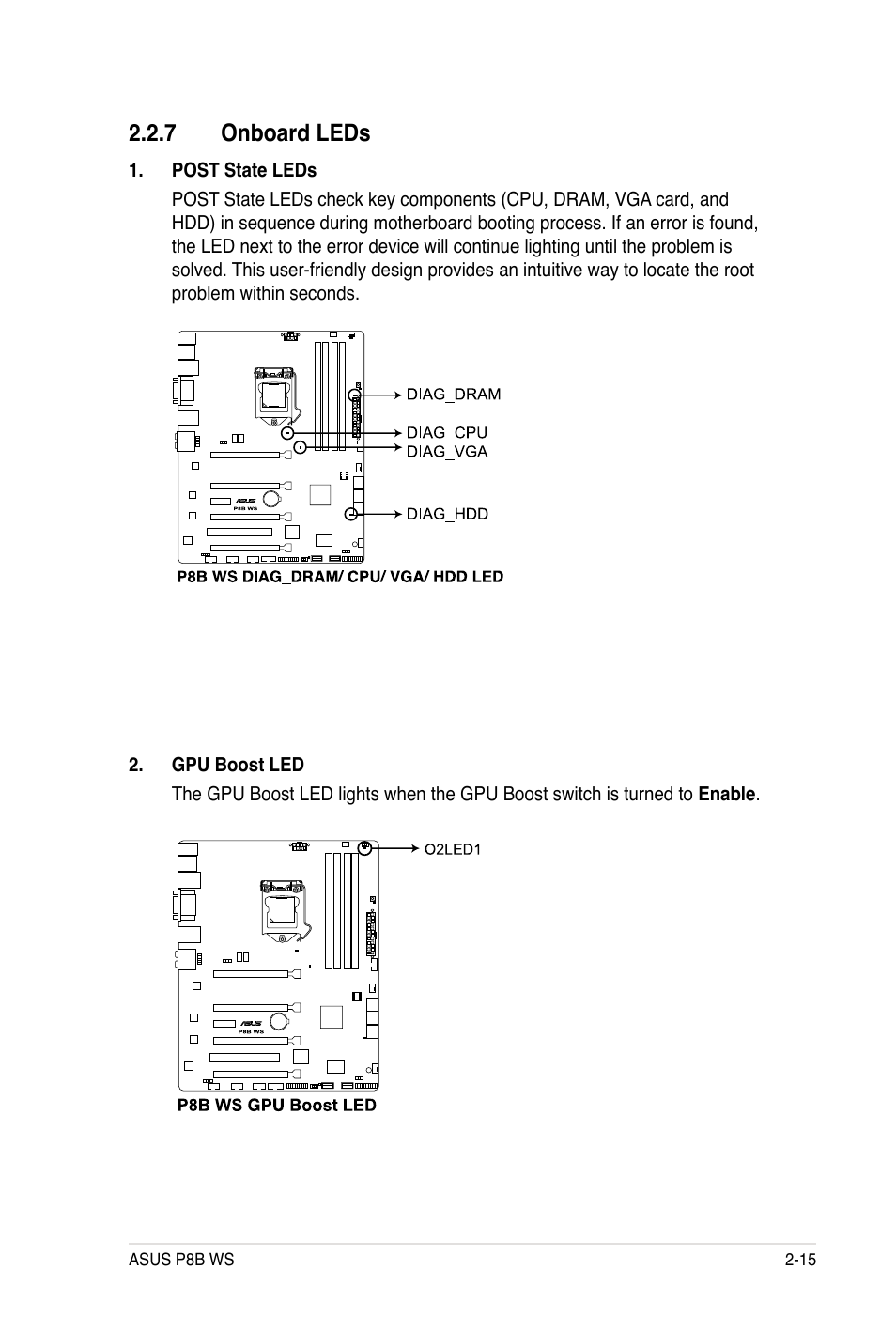 7 onboard leds | Asus P8B WS User Manual | Page 41 / 148