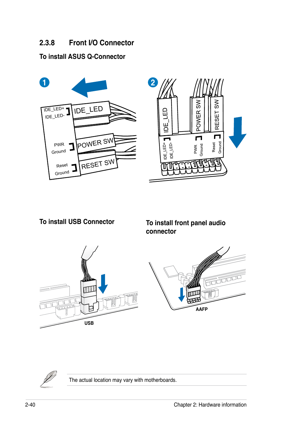 8 front i/o connector | Asus P8B WS User Manual | Page 66 / 148