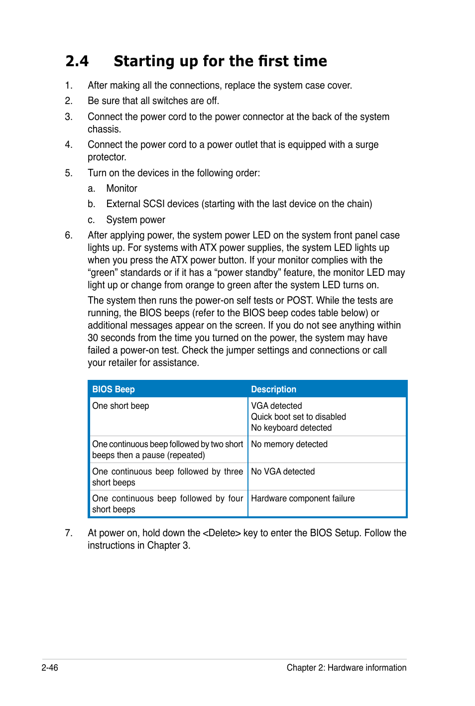 4 starting up for the first time | Asus P8B WS User Manual | Page 72 / 148