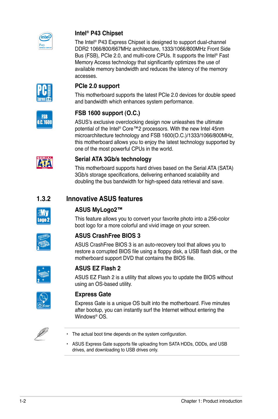 2 innovative asus features, Innovative asus features -2 | Asus P5QL User Manual | Page 12 / 64