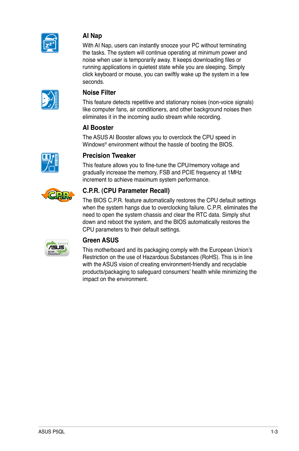 Asus P5QL User Manual | Page 13 / 64