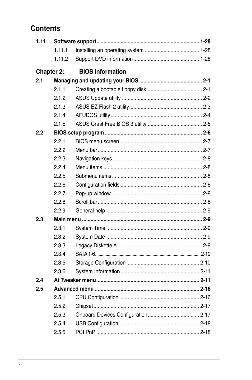 Asus P5QL User Manual | Page 4 / 64