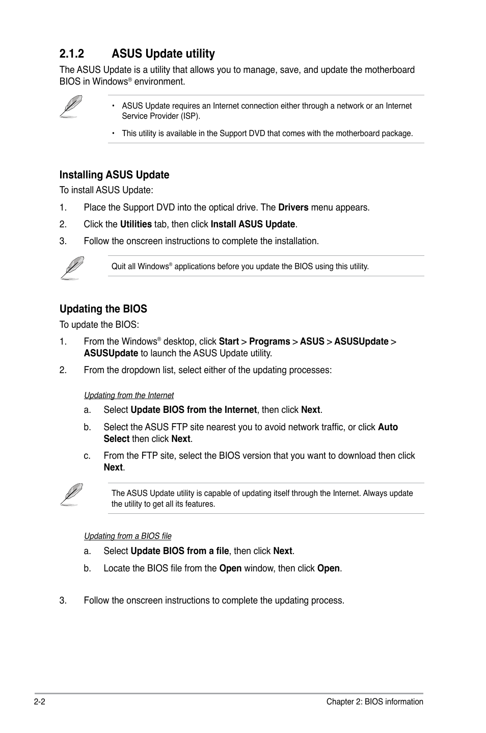 2 asus update utility, Asus update utility -2 | Asus P5QL User Manual | Page 40 / 64