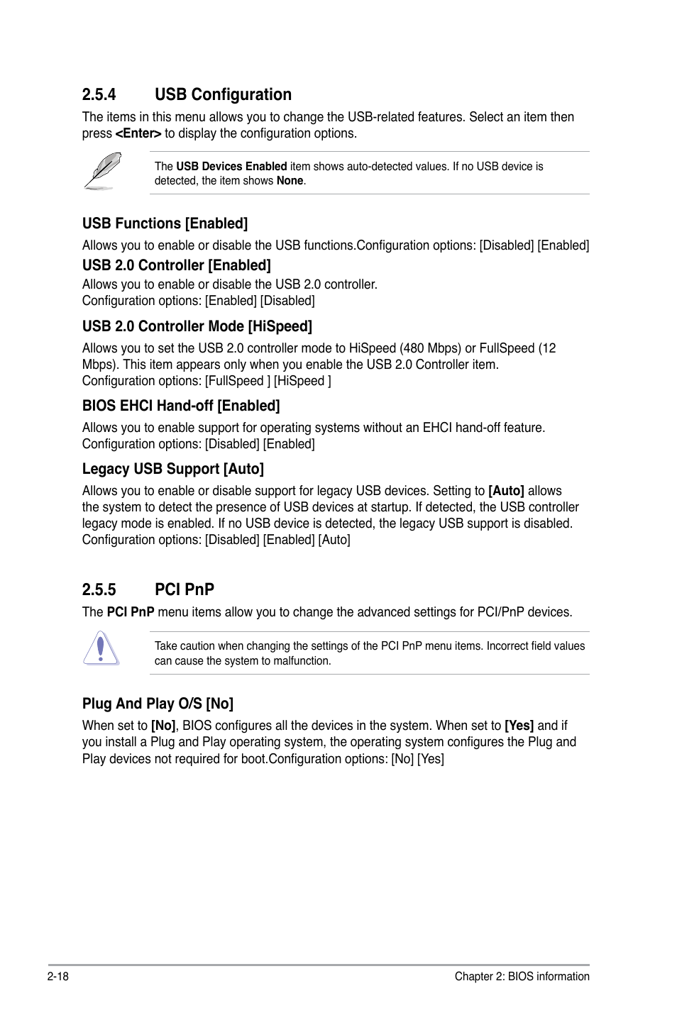 4 usb configuration, 5 pci pnp, Usb configuration -18 | Pci pnp -18 | Asus P5QL User Manual | Page 56 / 64