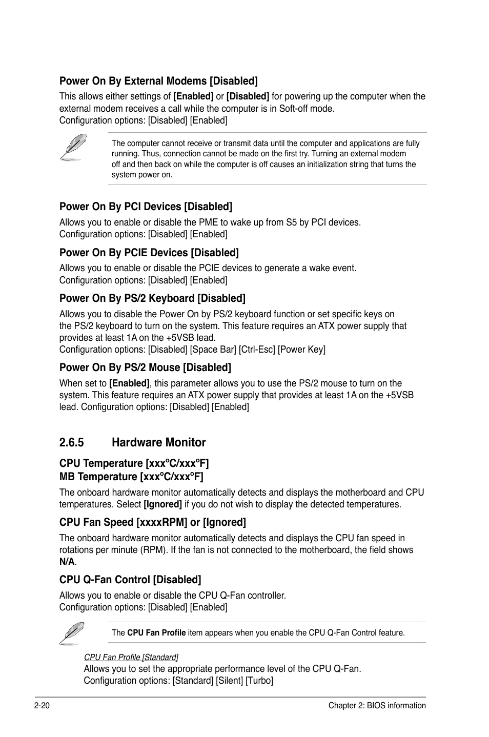 5 hardware monitor, Hardware monitor -20 | Asus P5QL User Manual | Page 58 / 64