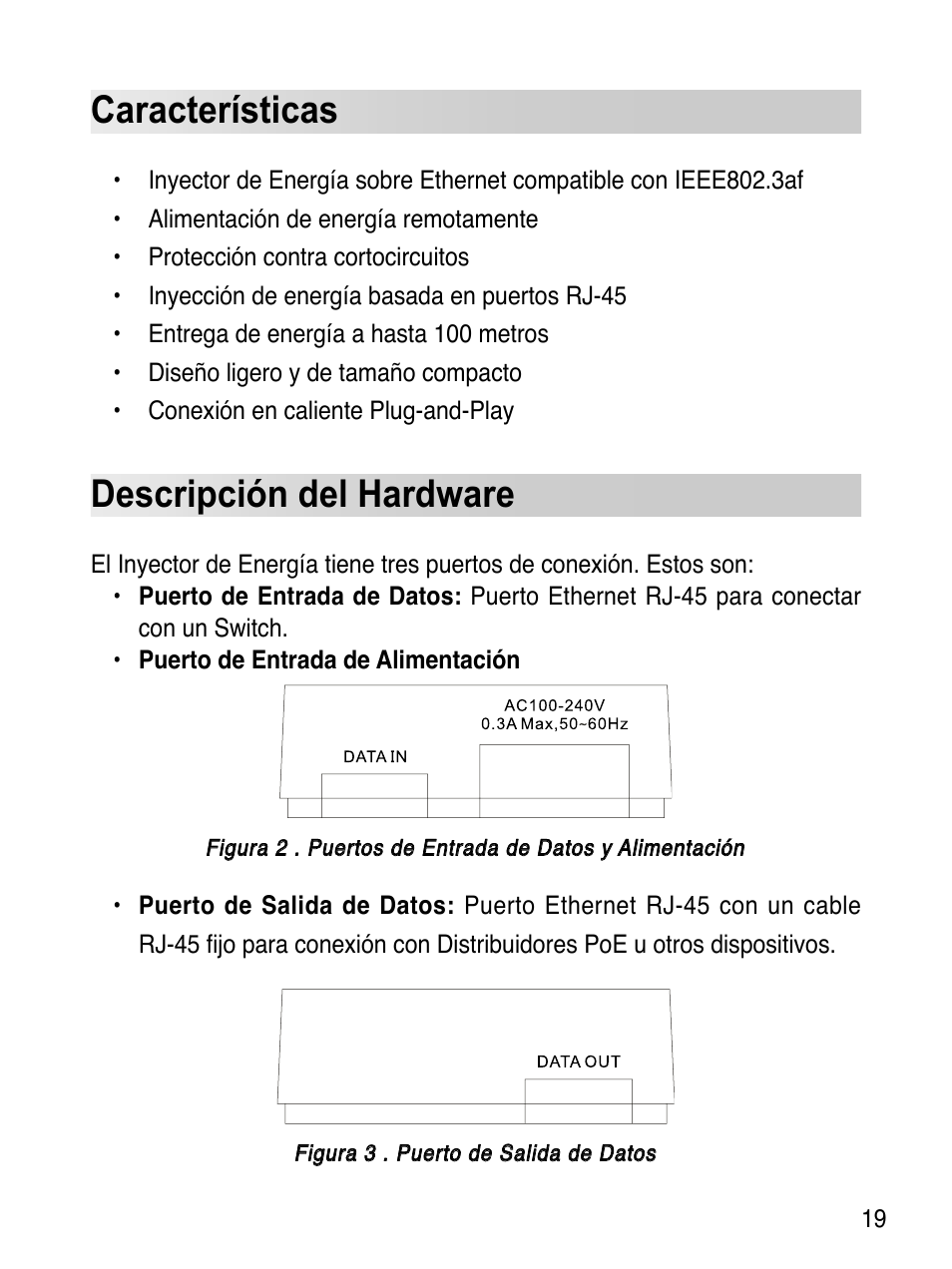 Características, Descripción del hardware | Asus EI-102 User Manual | Page 20 / 41