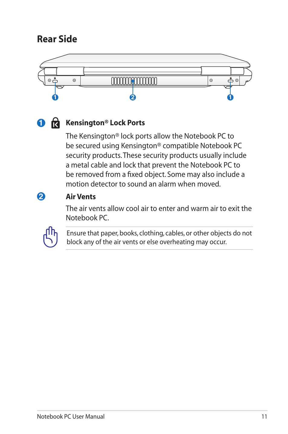 Rear side | Asus X8AIL User Manual | Page 11 / 28