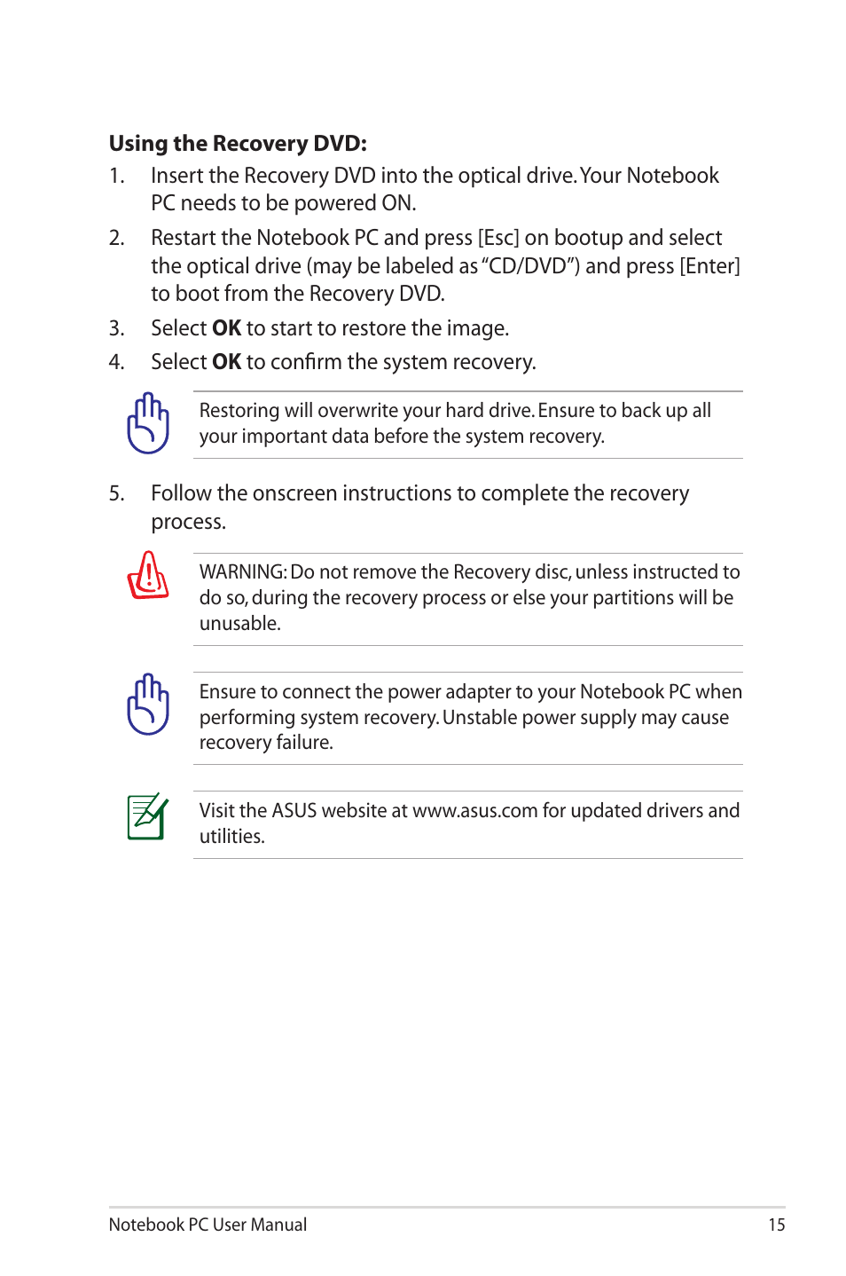 Asus X8AIL User Manual | Page 15 / 28