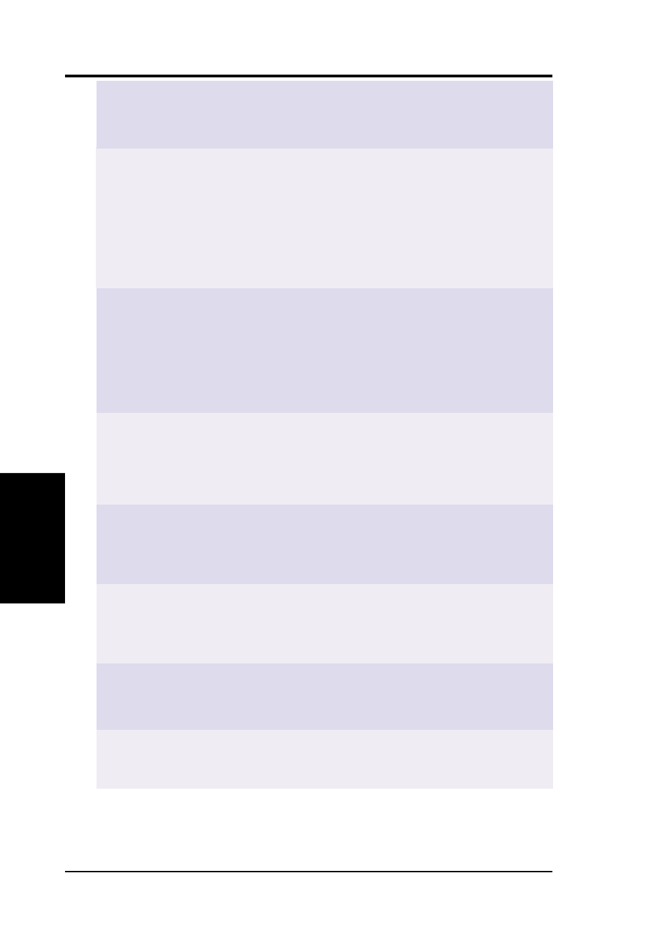 V. resolution table, Resolution vertical horizontal frequency frequency, Color depth | Asus V7700 Ti User Manual | Page 102 / 104