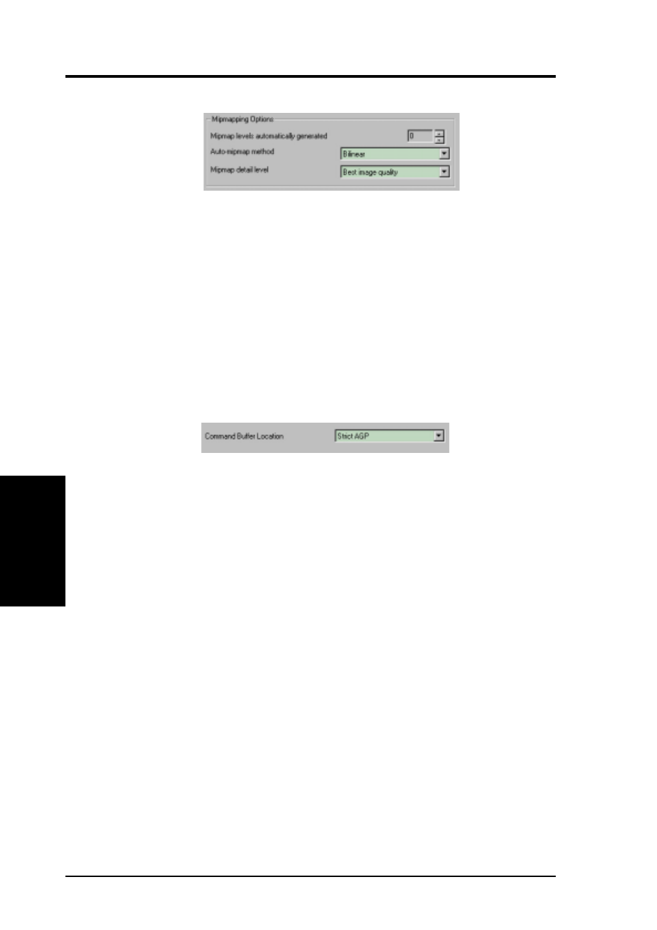 Iv. software reference, Iv . s/w reference direct3d mipmapping options, Command buffer location | Asus V7700 Ti User Manual | Page 56 / 104