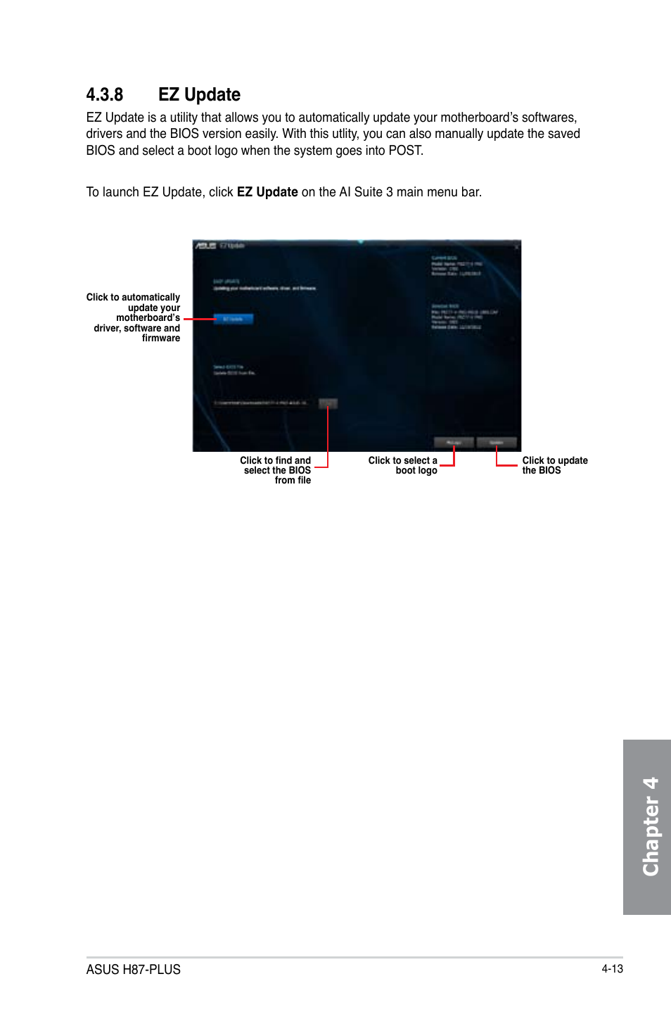 Chapter 4, 8 ez update | Asus H87-PLUS User Manual | Page 119 / 136