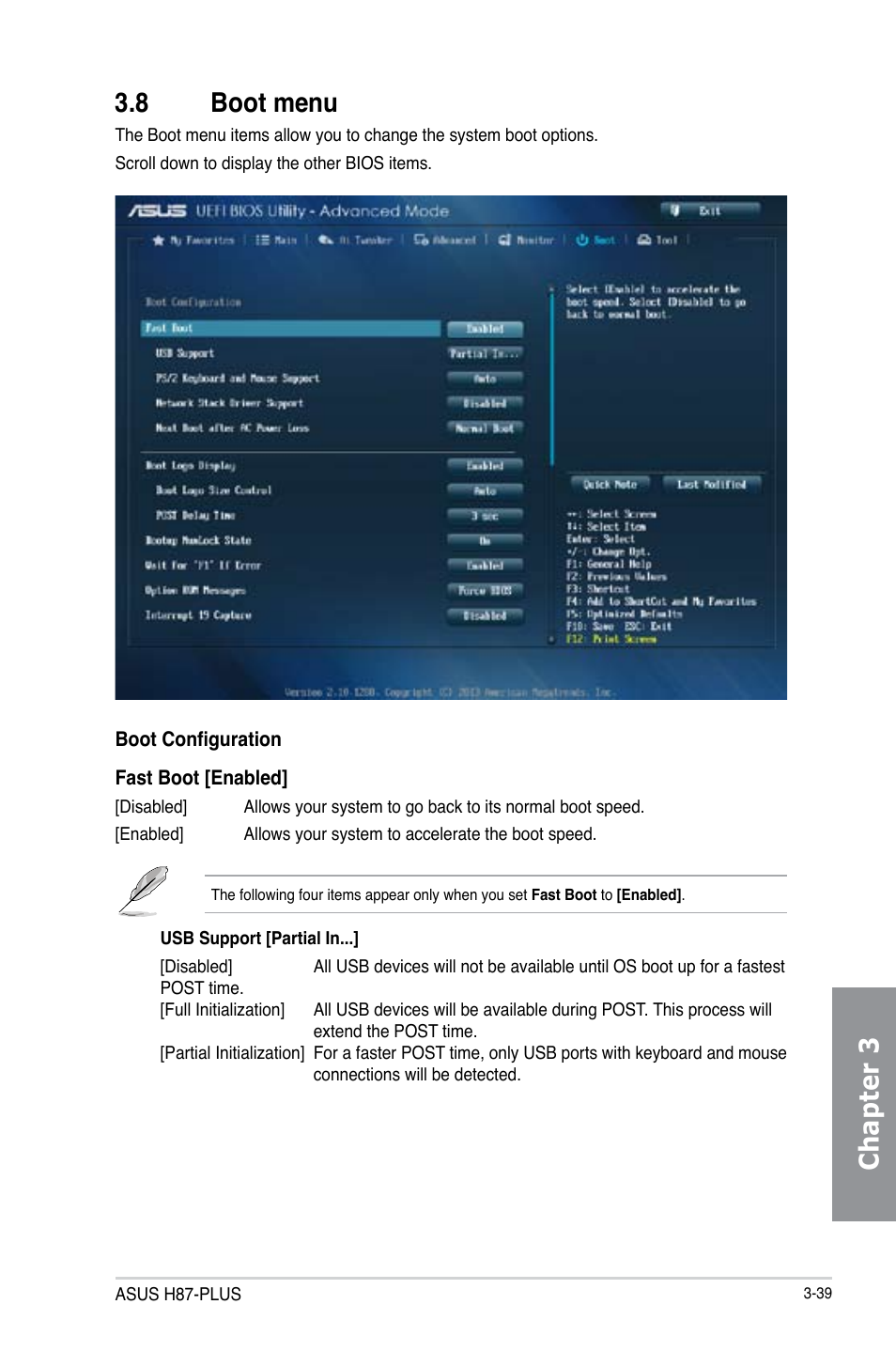 Chapter 3 3.8 boot menu | Asus H87-PLUS User Manual | Page 91 / 136