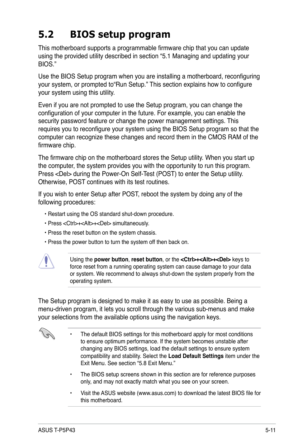 2 bios setup program, Bios setup program -11 | Asus T4-P5P43 User Manual | Page 77 / 108