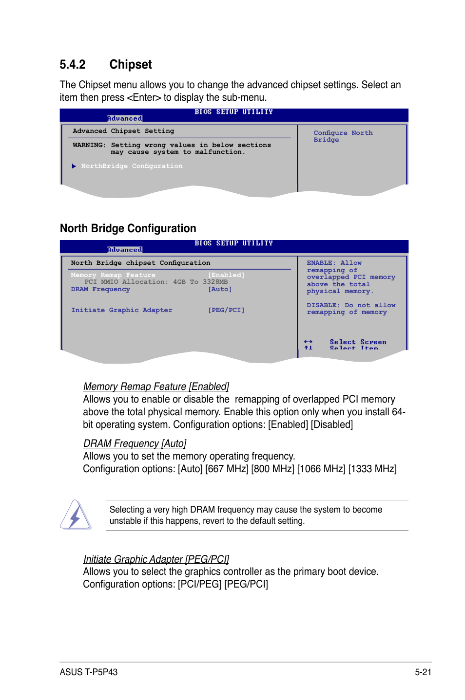 2 chipset, Chipset -21, North bridge configuration | Asus T4-P5P43 User Manual | Page 87 / 108