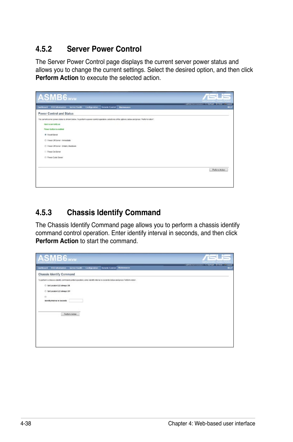 2 server power control, 3 chassis identify command | Asus ASMB6-iKVM User Manual | Page 100 / 114