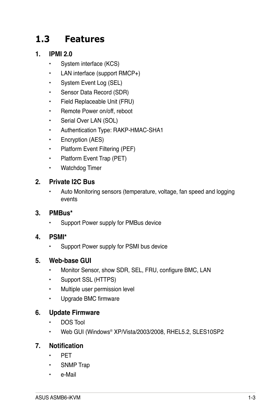 3 features | Asus ASMB6-iKVM User Manual | Page 15 / 114