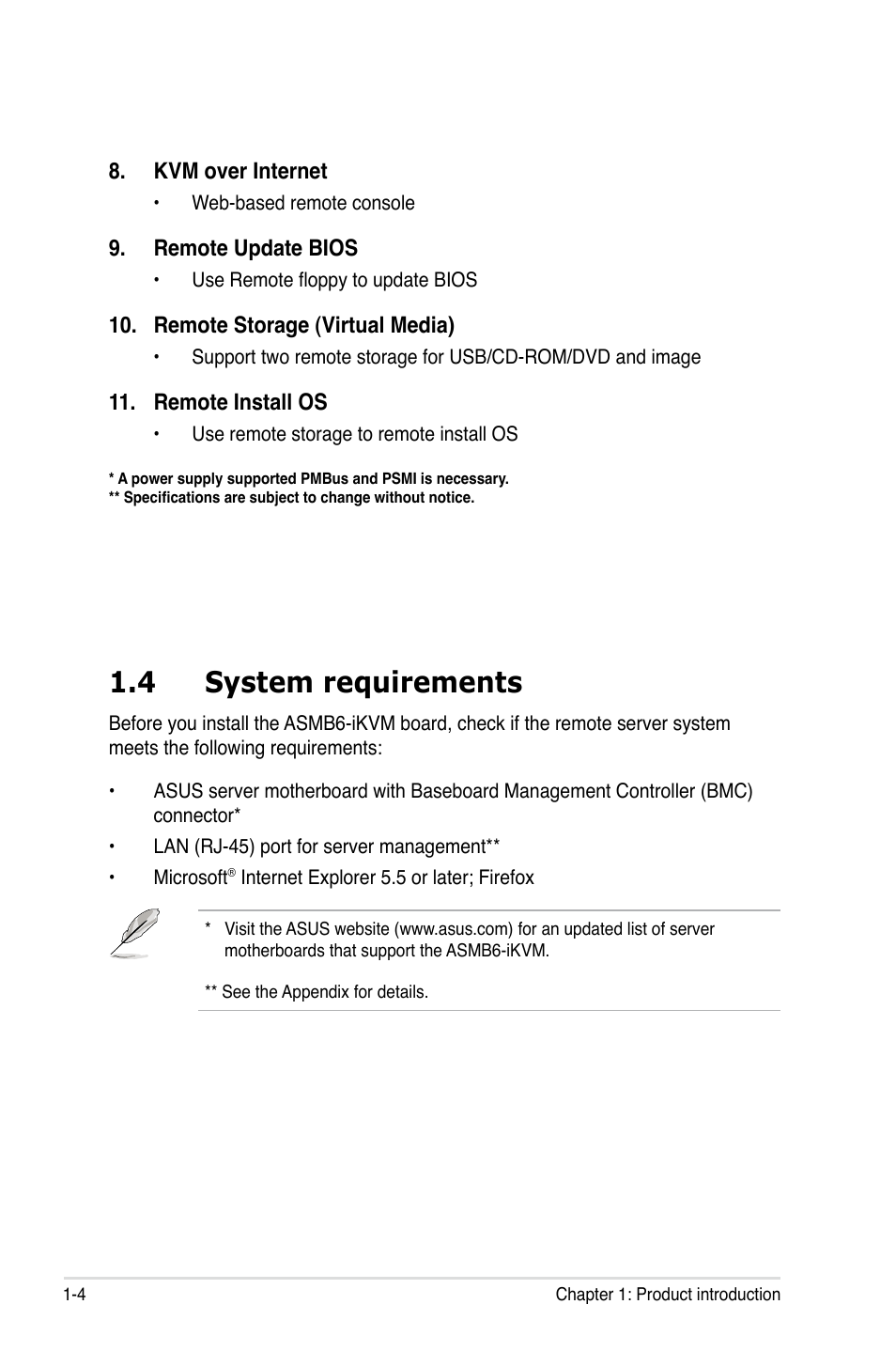 4 system requirements | Asus ASMB6-iKVM User Manual | Page 16 / 114