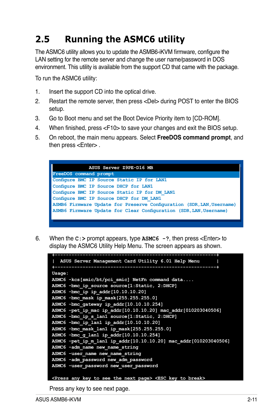 5 running the asmc6 utility | Asus ASMB6-iKVM User Manual | Page 29 / 114
