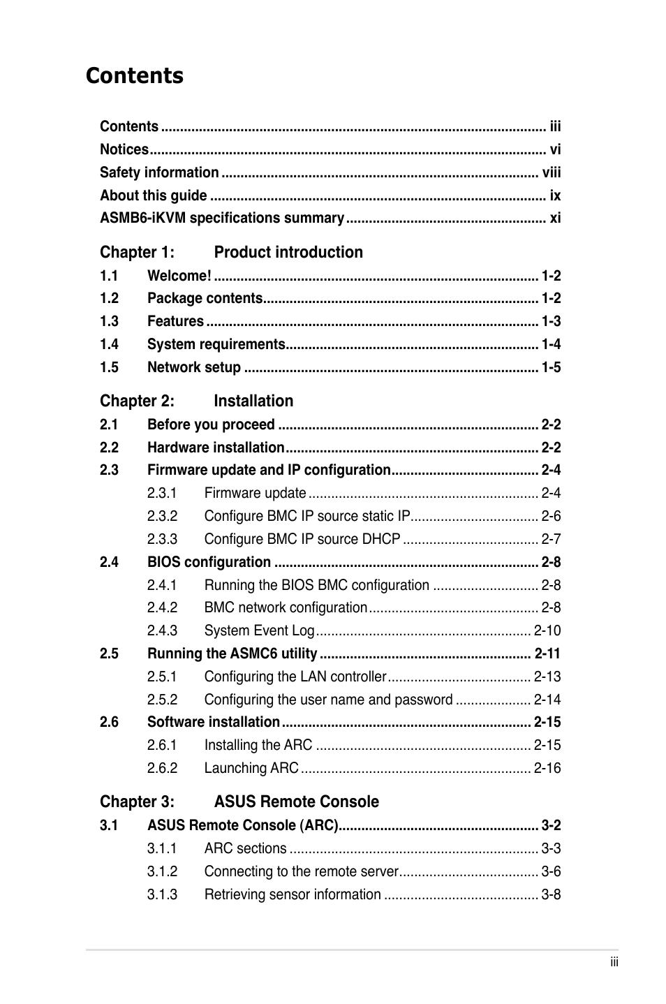 Asus ASMB6-iKVM User Manual | Page 3 / 114