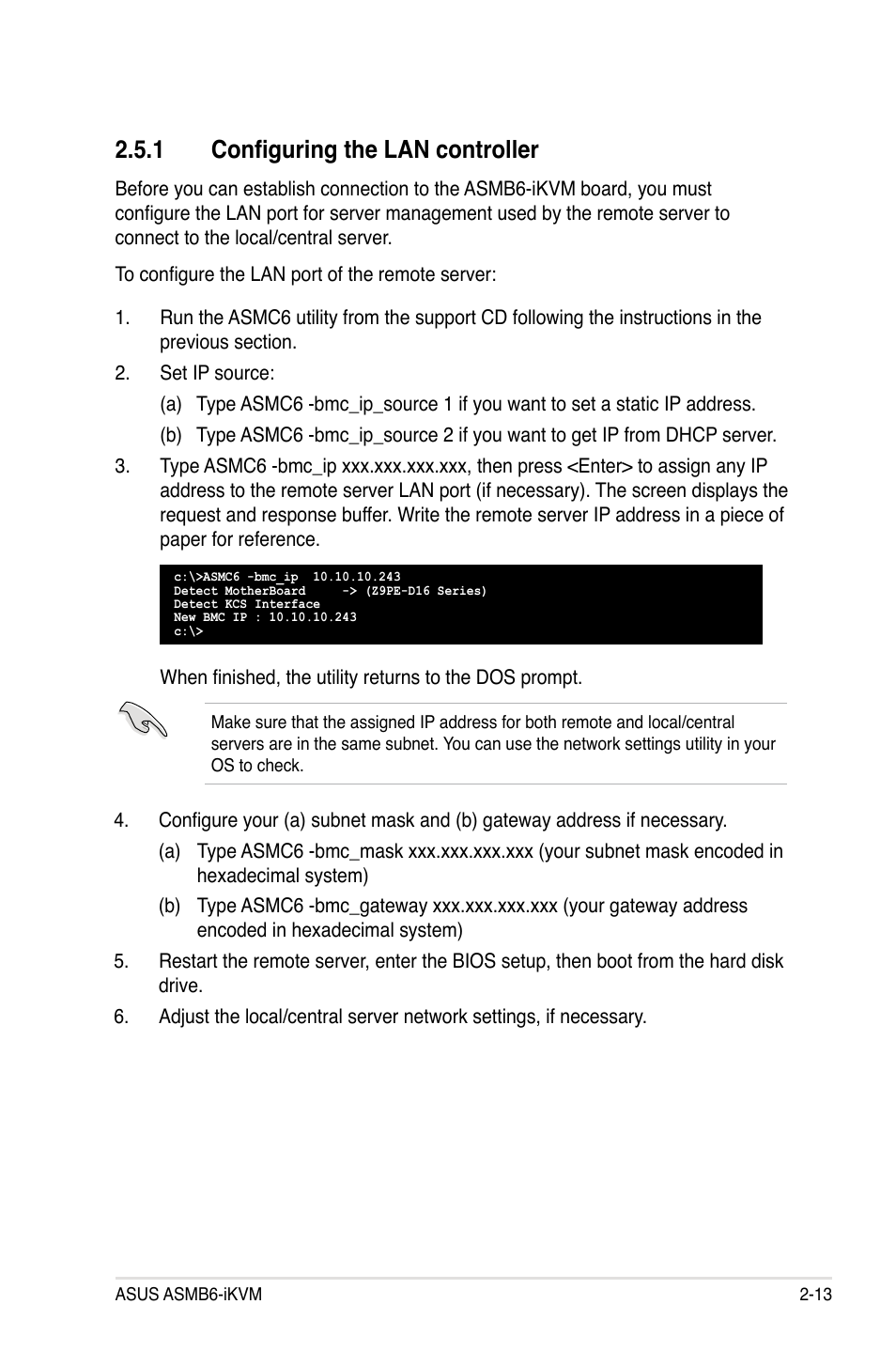 1 configuring the lan controller | Asus ASMB6-iKVM User Manual | Page 31 / 114