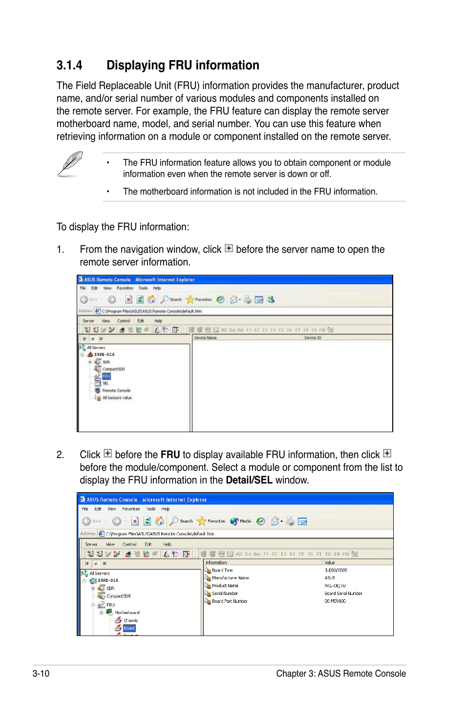 4 displaying fru information | Asus ASMB6-iKVM User Manual | Page 44 / 114