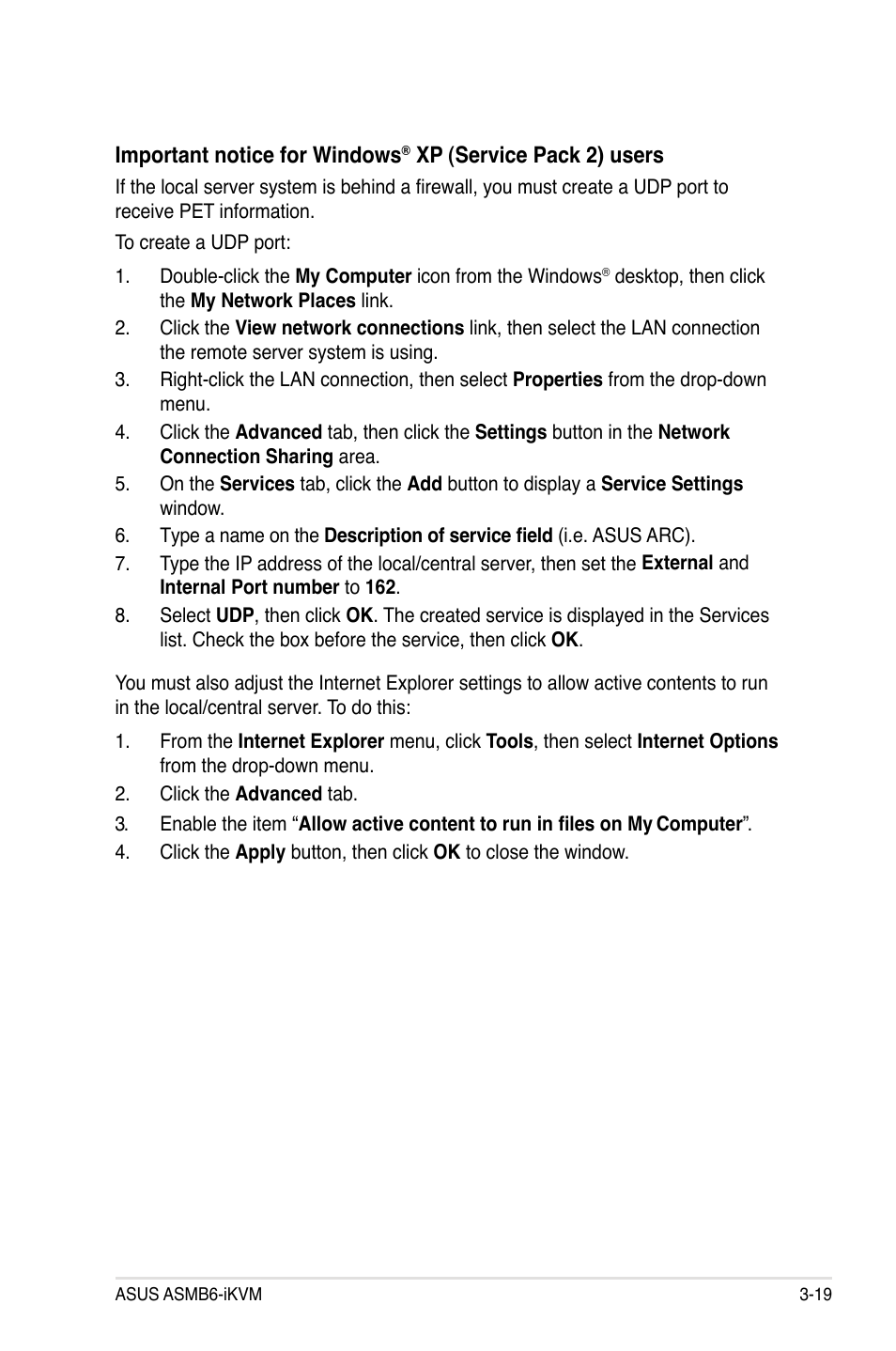 Important notice for windows, Xp (service pack 2) users | Asus ASMB6-iKVM User Manual | Page 53 / 114