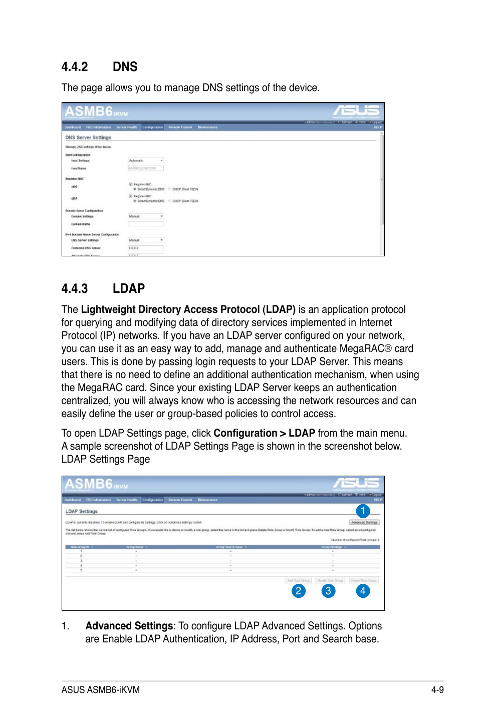 2 dns, 3 ldap | Asus ASMB6-iKVM User Manual | Page 71 / 114