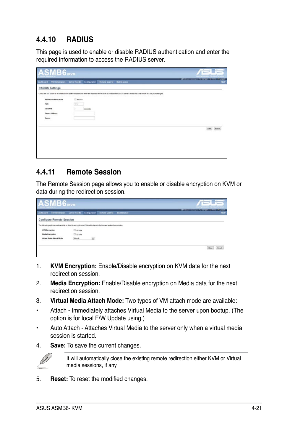 10 radius, 11 remote session | Asus ASMB6-iKVM User Manual | Page 83 / 114