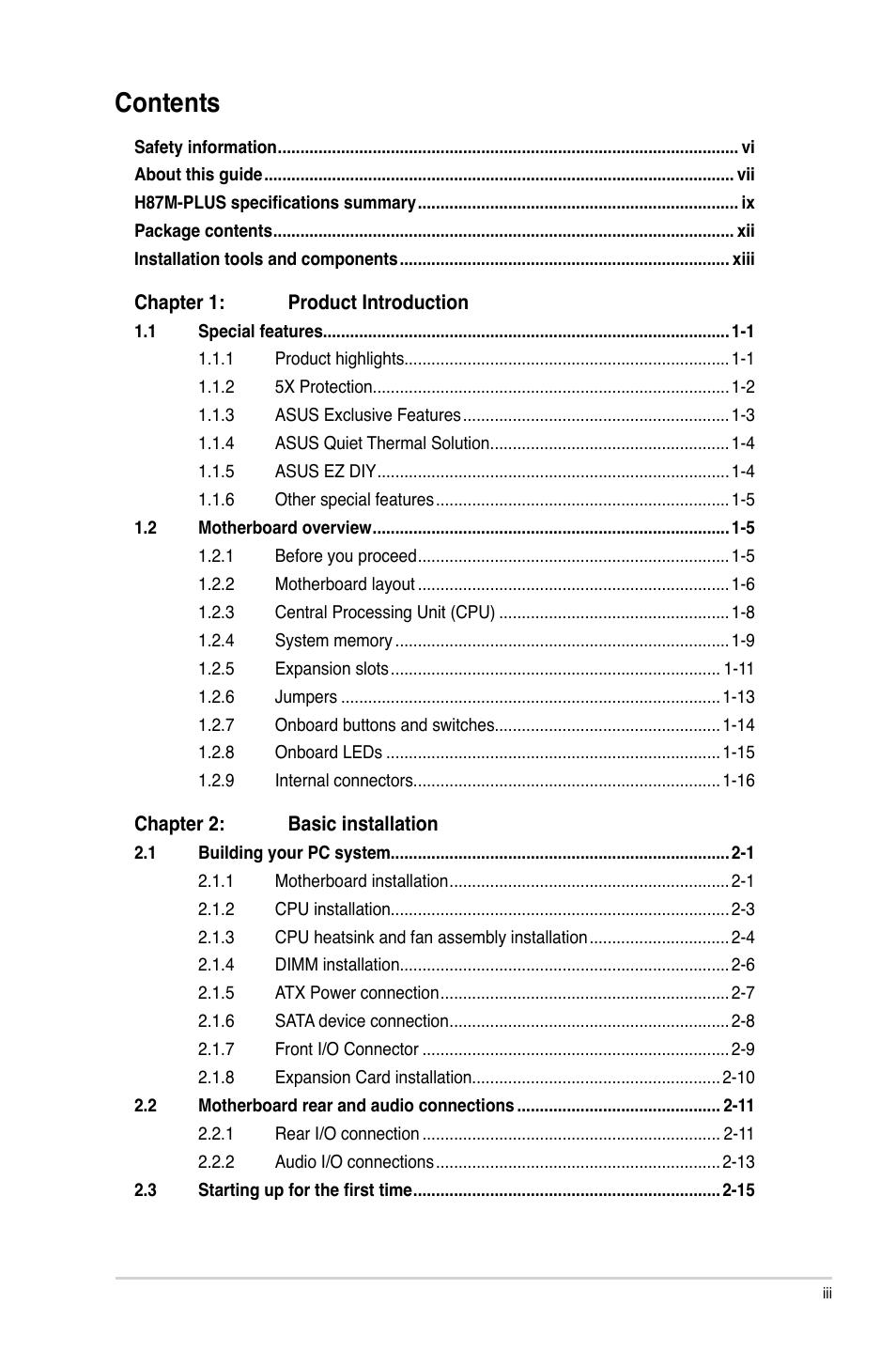 Asus H87M-PLUS User Manual | Page 3 / 132