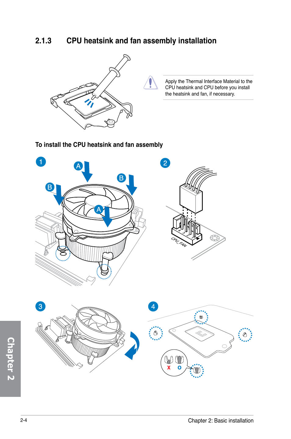 Chapter 2, 3 cpu heatsink and fan assembly installation | Asus H87M-PLUS User Manual | Page 40 / 132