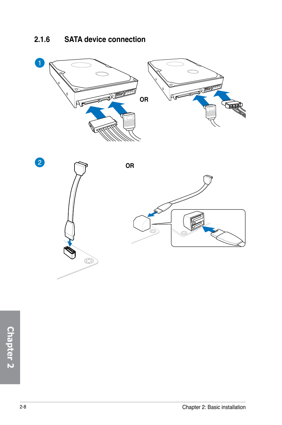 Chapter 2, 6 sata device connection | Asus H87M-PLUS User Manual | Page 44 / 132