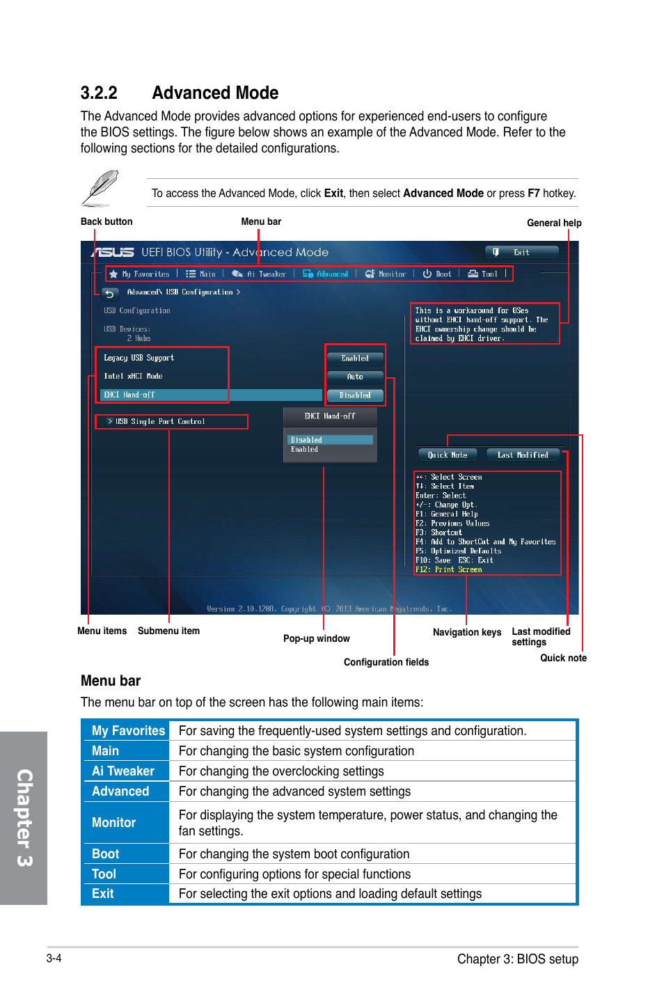 Chapter 3, 2 advanced mode | Asus H87M-PLUS User Manual | Page 56 / 132