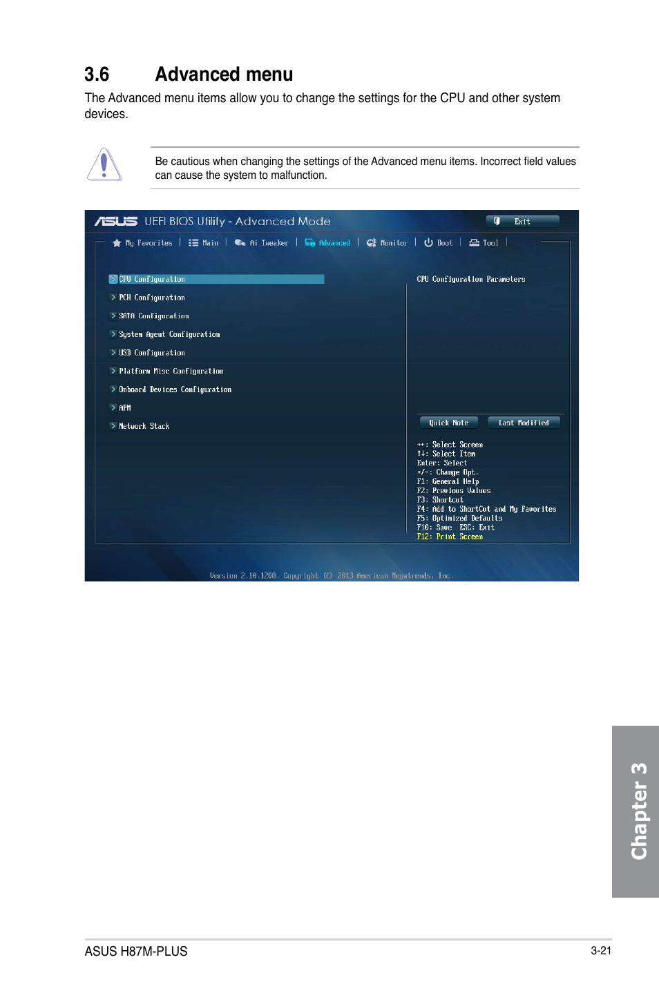 Chapter 3 3.6 advanced menu | Asus H87M-PLUS User Manual | Page 73 / 132