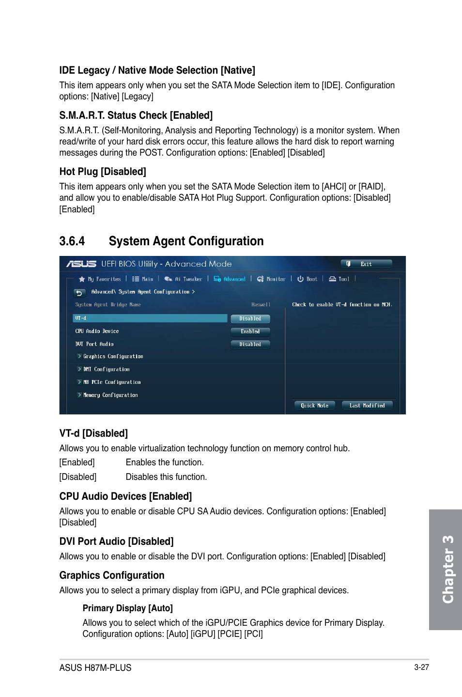 Chapter 3, 4 system agent configuration | Asus H87M-PLUS User Manual | Page 79 / 132