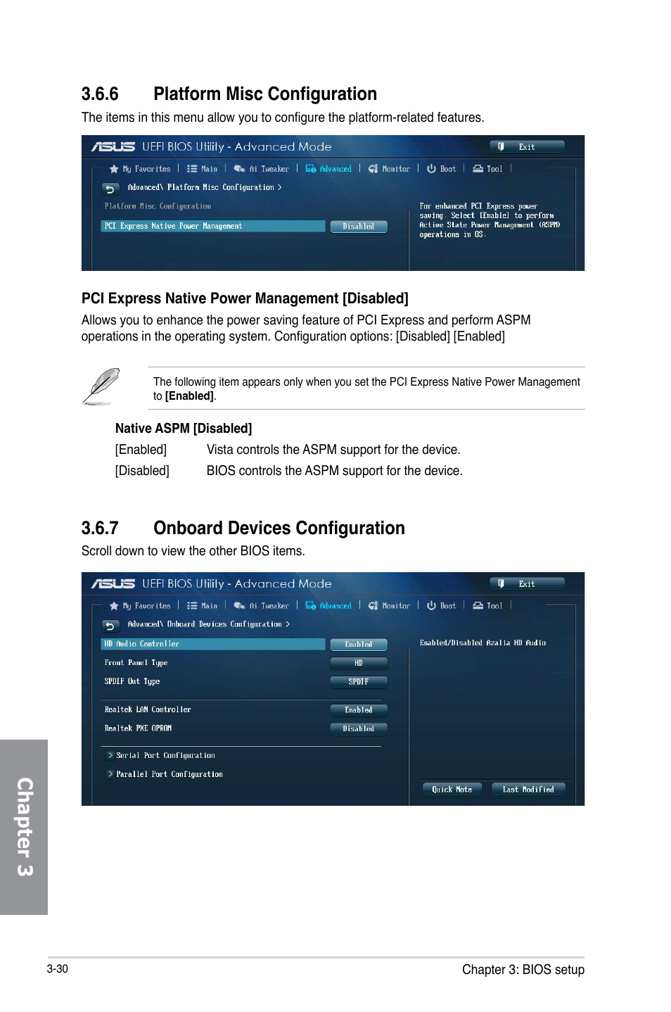 Chapter 3, 6 platform misc configuration, 7 onboard devices configuration | Asus H87M-PLUS User Manual | Page 82 / 132