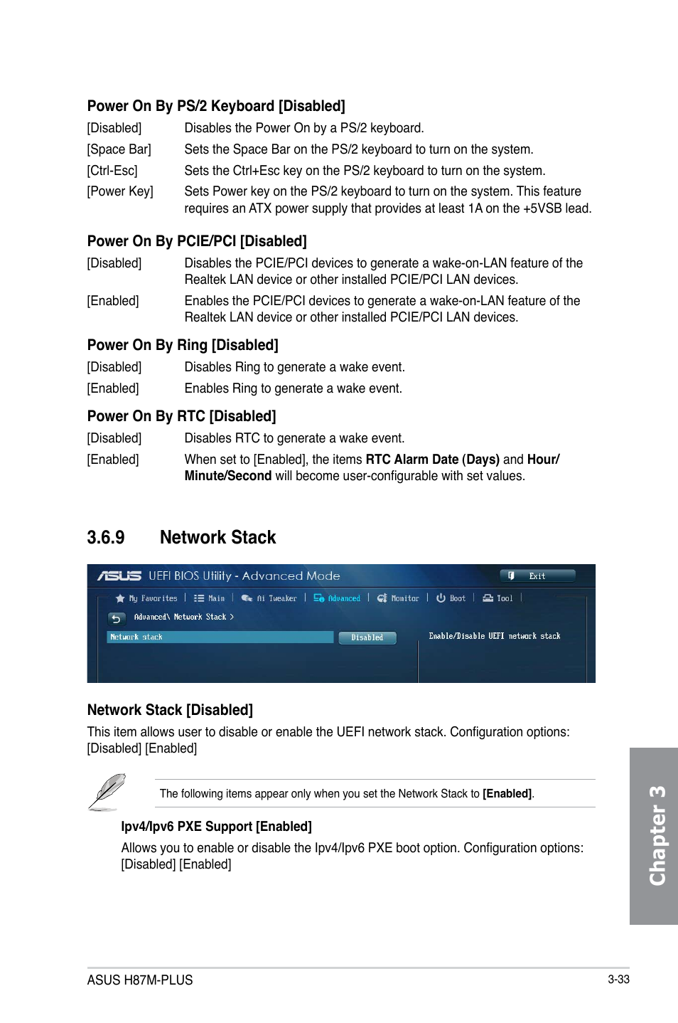 Chapter 3, 9 network stack | Asus H87M-PLUS User Manual | Page 85 / 132