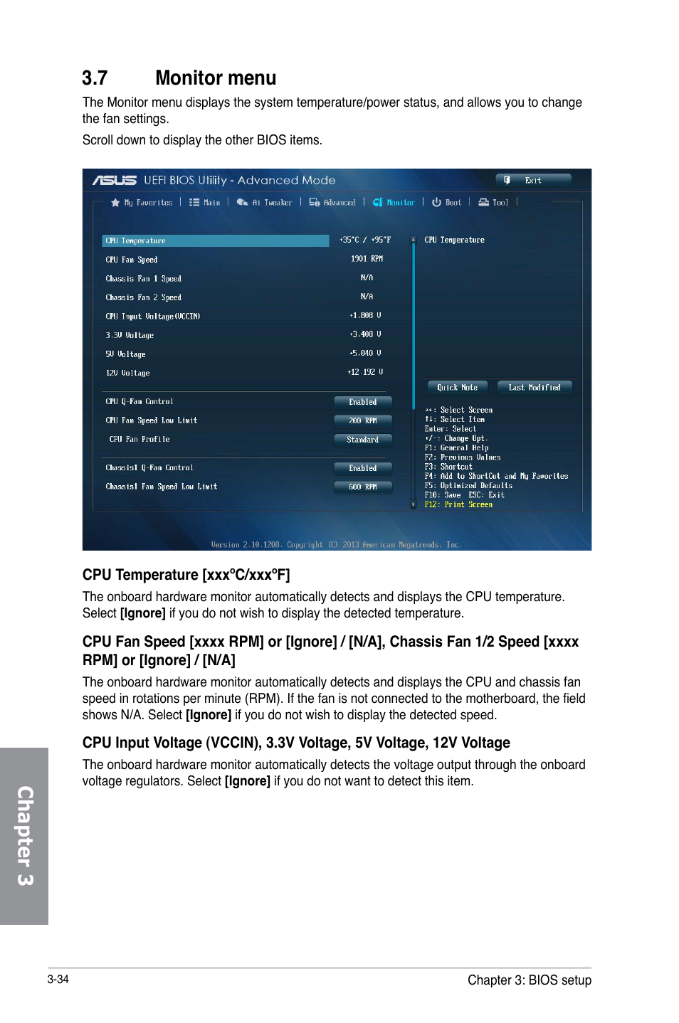 Chapter 3 3.7 monitor menu | Asus H87M-PLUS User Manual | Page 86 / 132