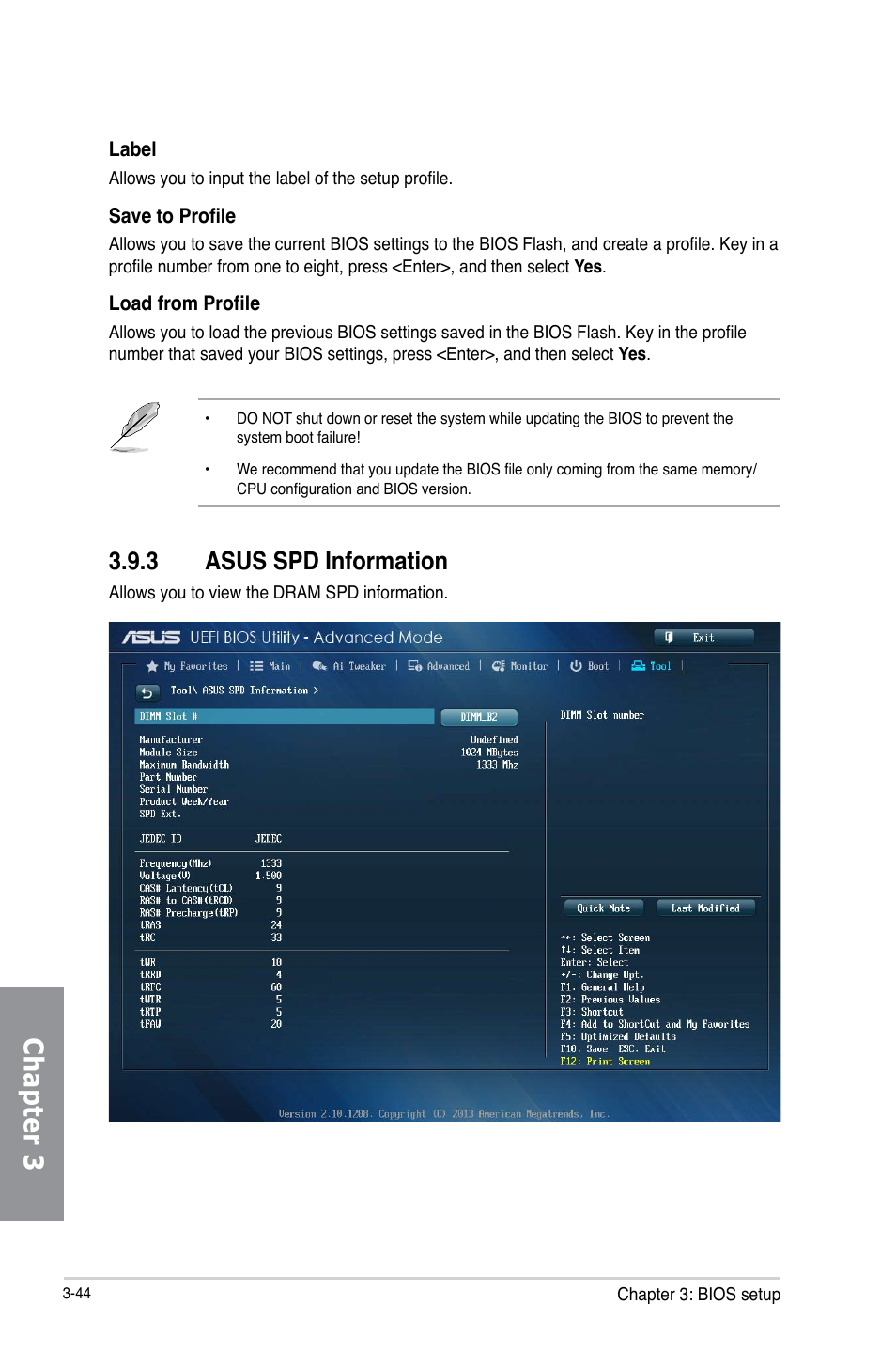 Chapter 3, 3 asus spd information | Asus H87M-PLUS User Manual | Page 96 / 132