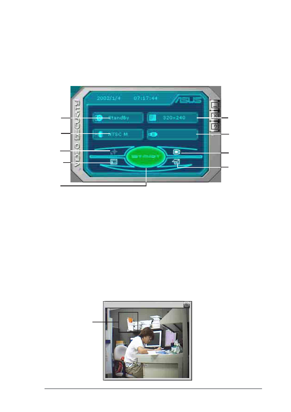 2 launching asus videosecurity, Command buttons | Asus V9999 Series User Manual | Page 17 / 56