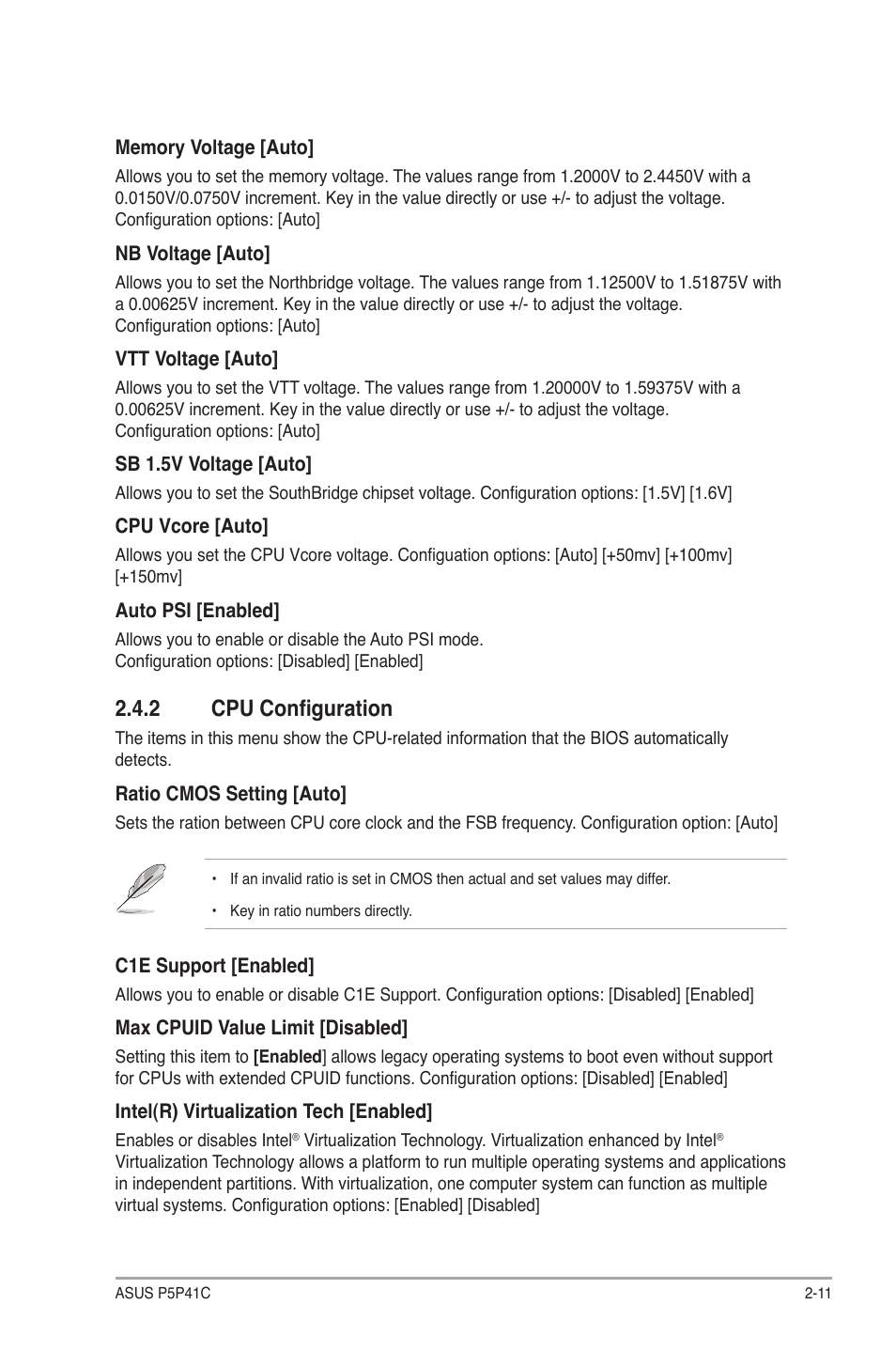2 cpu configuration, Cpu configuration -11 | Asus P5P41C User Manual | Page 51 / 62
