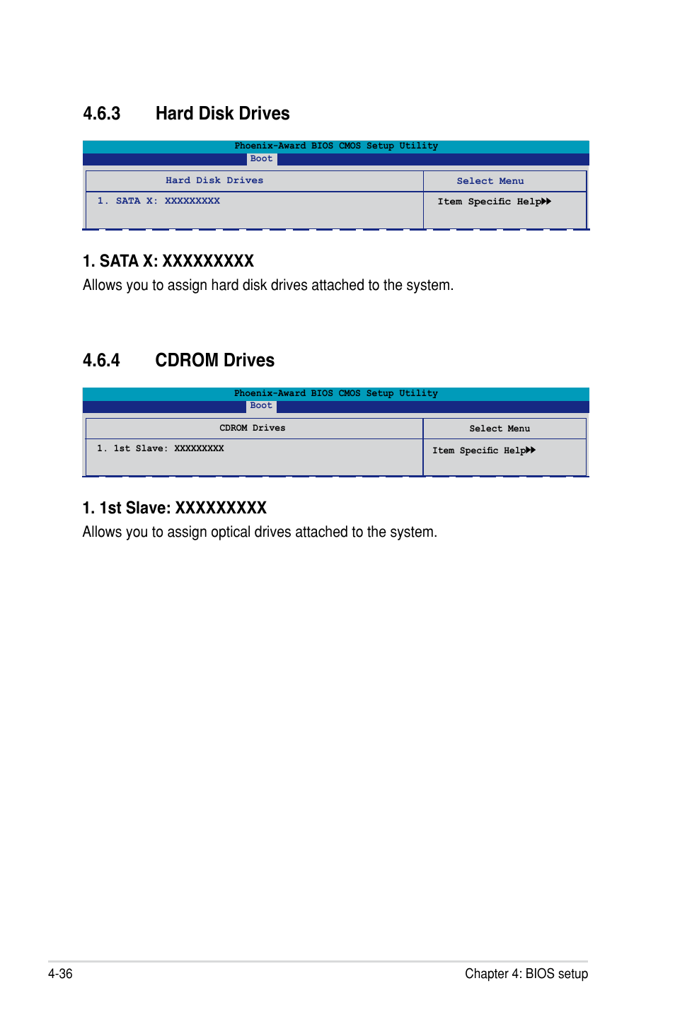 3 hard disk drives, 4 cdrom drives, Hard disk drives -36 | Cdrom drives -36 | Asus P5N-D User Manual | Page 102 / 164