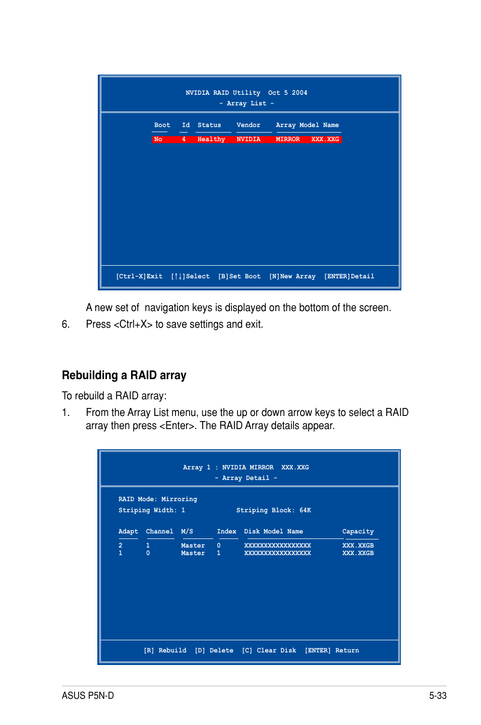 Rebuilding a raid array | Asus P5N-D User Manual | Page 145 / 164