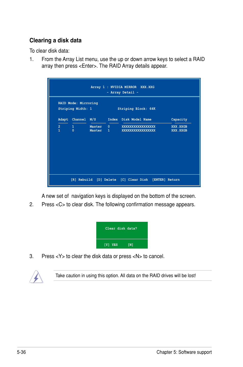 Clearing a disk data | Asus P5N-D User Manual | Page 148 / 164