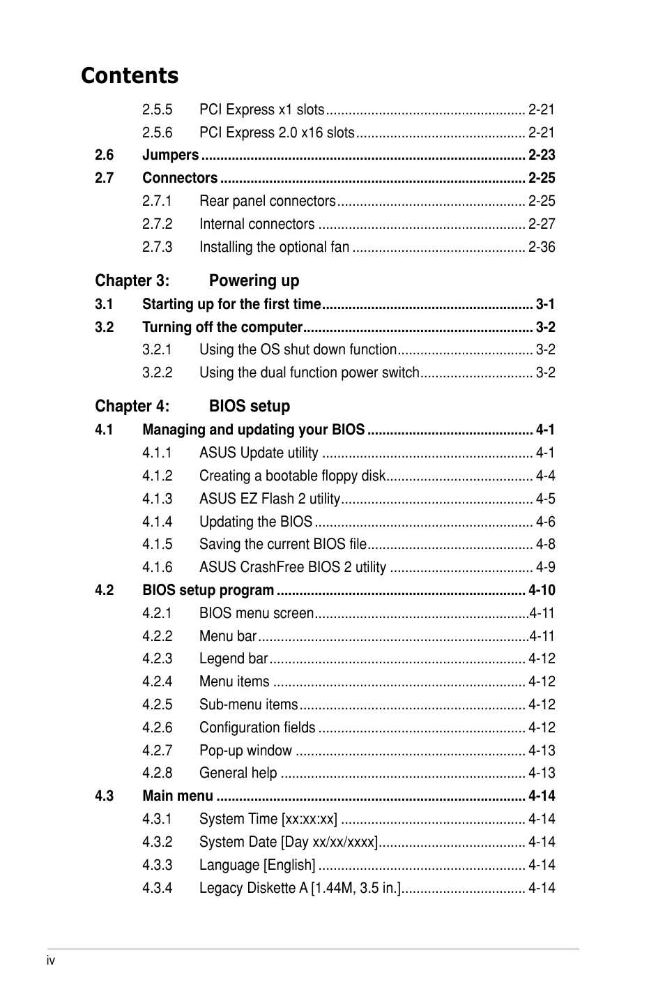 Asus P5N-D User Manual | Page 4 / 164
