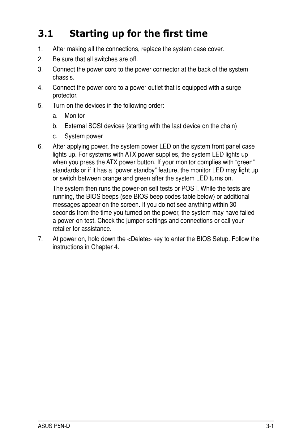 1 starting up for the first time, Starting up for the first time -1 | Asus P5N-D User Manual | Page 63 / 164